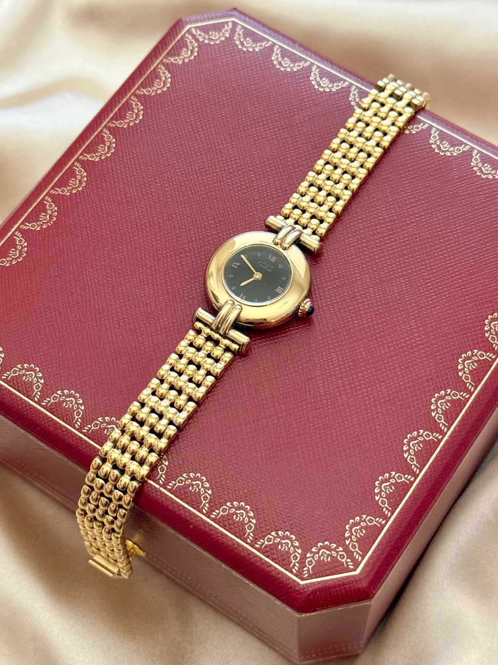 Authentic Vintage Cartier Gold Watch  With Box